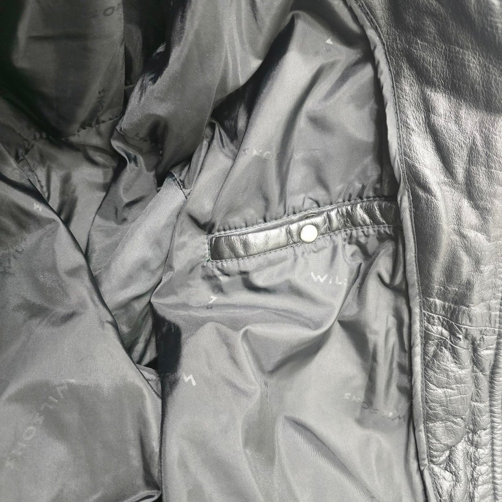 Vintage 80s 90s Wilsons Leather Bomber Jacket Men's L Black Flight Moto Biker - Picture 10 of 14